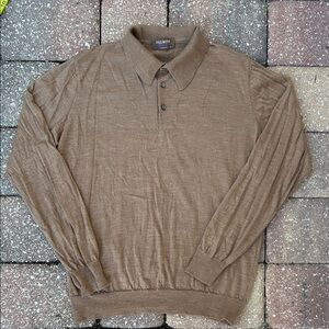DALMINE Taupe Long Sleeve Merino Wool & Cashmere Sweater from Italy